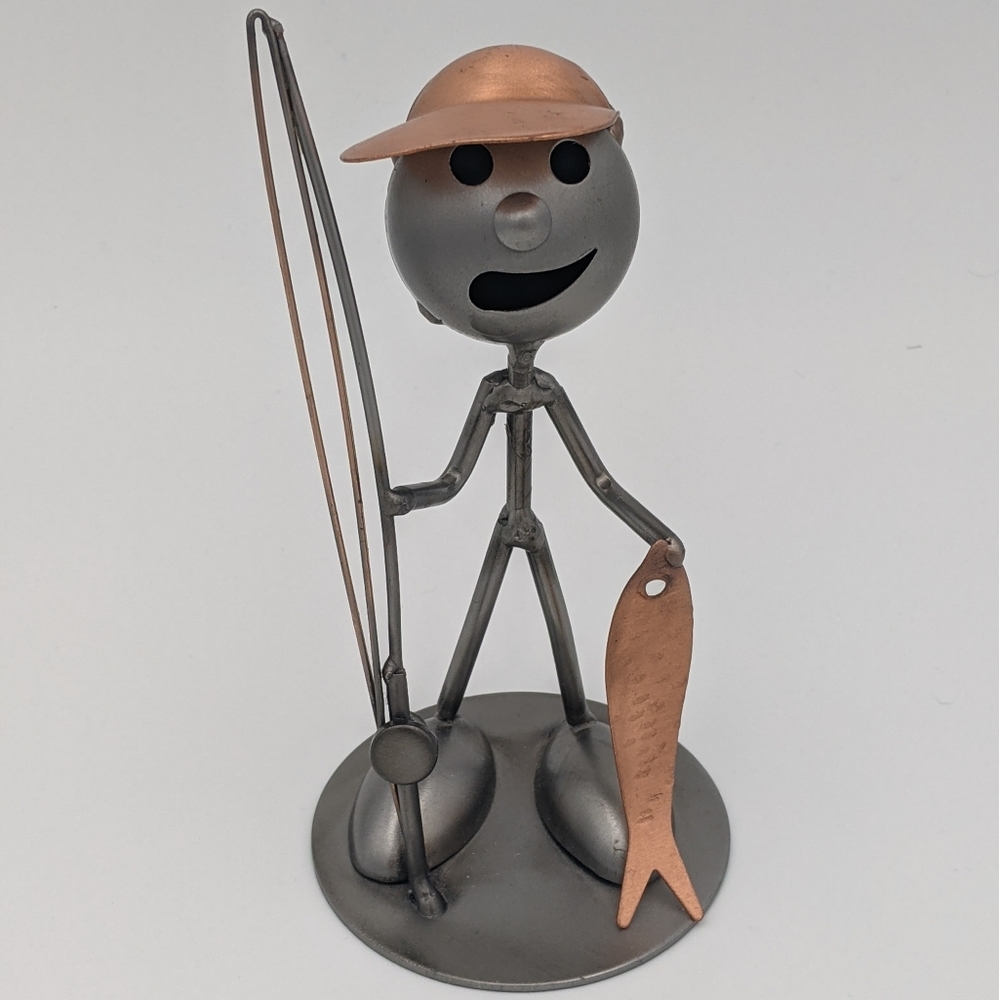 H&K brass and steel fishing sculpture
